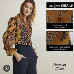 NWOT CAbi Golden Eye Harmony Blouse Flower Riot Size Small